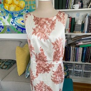 ANN TAYLOR Dress 10 Ivory Rust Cotton Silk NWT